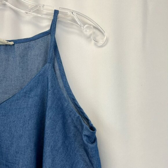 143 Story By Line Up Womens Blue Layered Ruffled Top V Neck Sleeveless Small - Picture 4 of 10